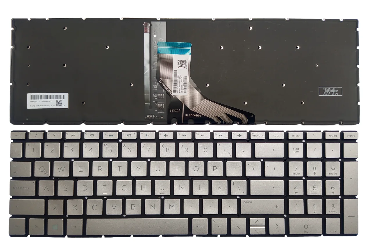 TECLADO PARA LAPTOP HP 15-DA 15-DB 15-DX 15-DW 15-El 15-EC 15-CA 15-CN 15-CW 15-CX 15-CS 15-GW  ZBook 15v G5 - ORIGINAL - PLATEADO