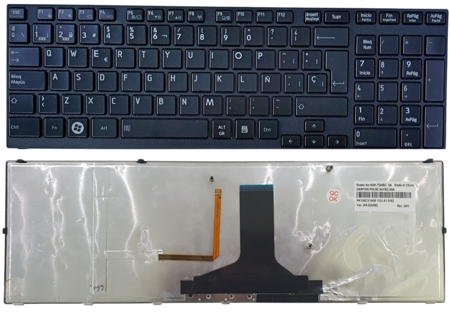 TECLADO PARA LAPTOP TOSHIBA A665 A660 P770 P750 P755 P775 - ESPAÑOL - RETROILUMINADO - ORIGINAL